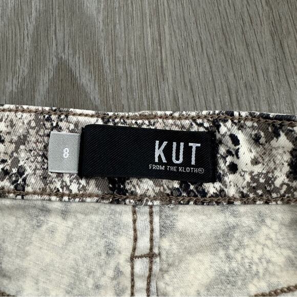 Kut From The Kloth‎ Gidget Snake Print High Rise Fray Hem Shorts Size 8 - Picture 5 of 9